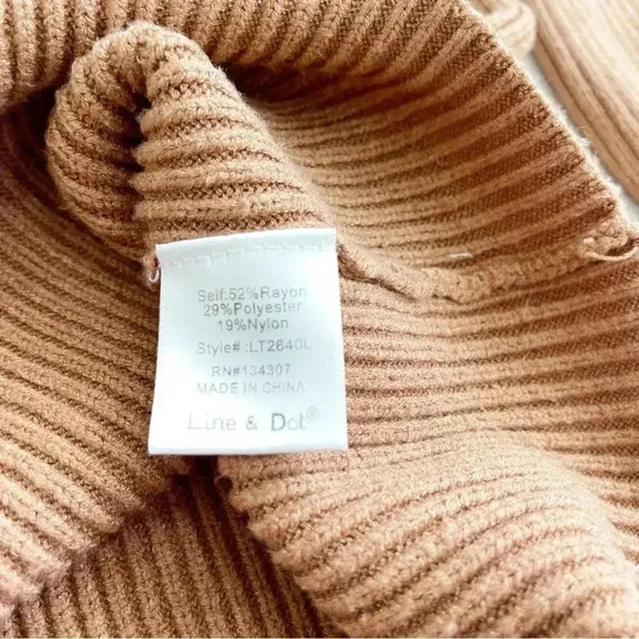 Line & Dot Alder Ribbed Mock Neck Sweater In Camel M EUC - Picture 7 of 8